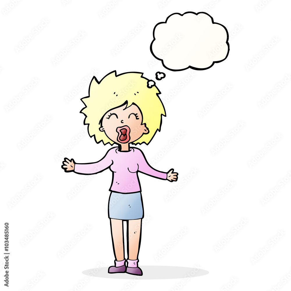 cartoon loud woman with thought bubble cartoon loud woman with thought bubble