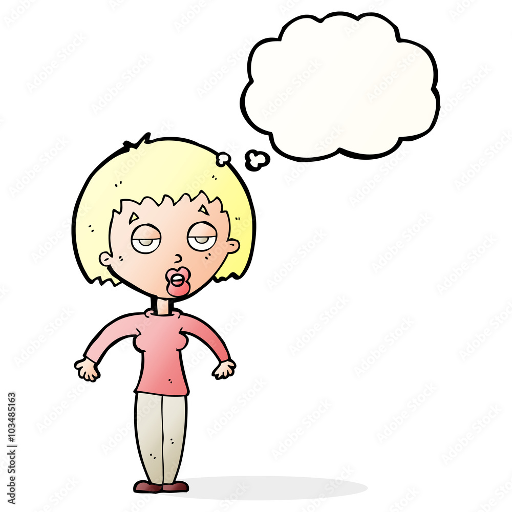 cartoon woman shrugging shoulders with thought bubble cartoon woman shrugging shoulders with thought bubble