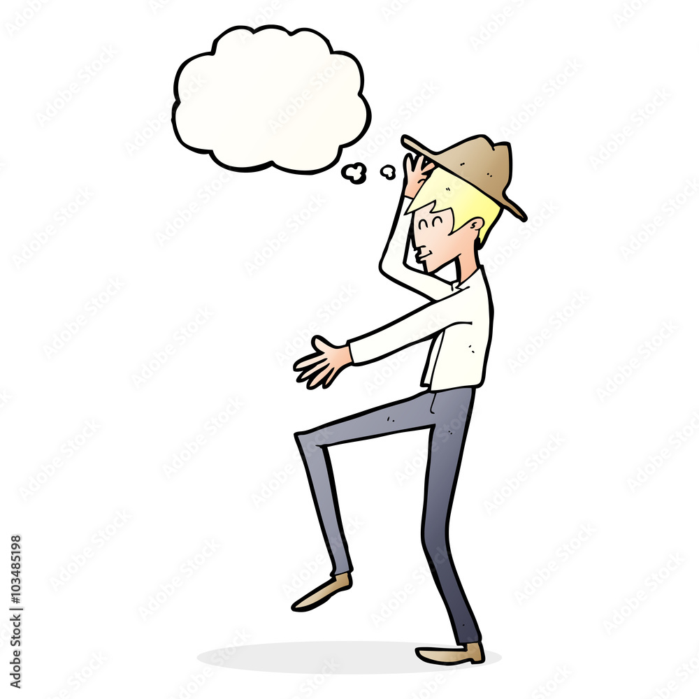 cartoon fashionable man with thought bubble cartoon fashionable man with thought bubble
