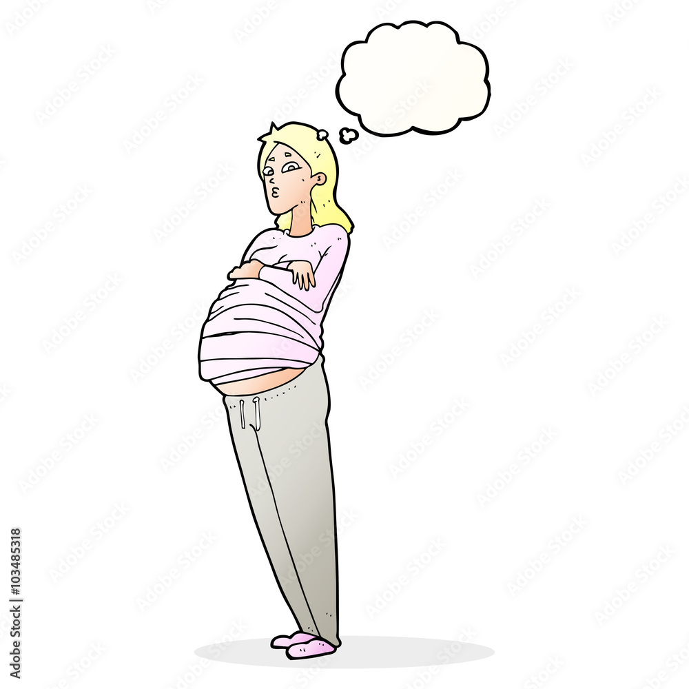 cartoon pregnant woman with thought bubble cartoon pregnant woman with thought bubble