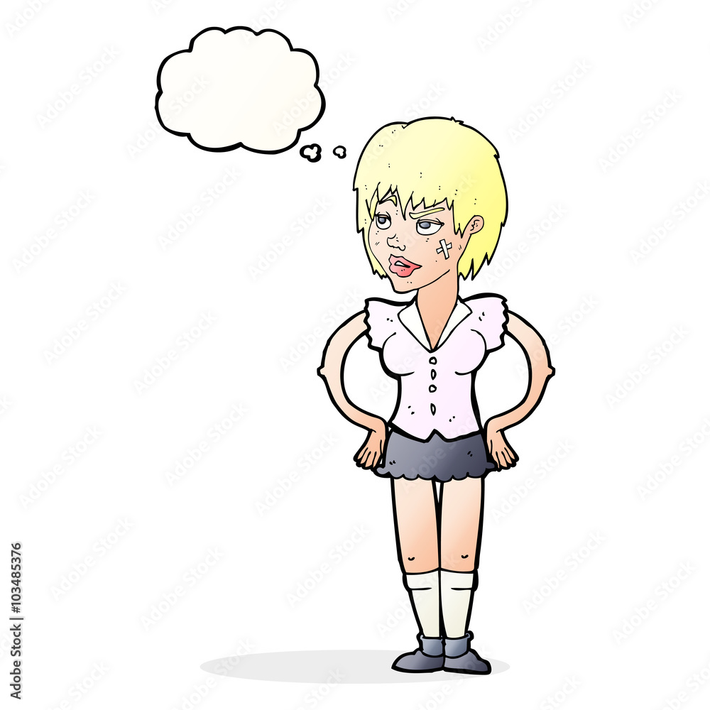 cartoon tough woman with hands on hips with thought bubble cartoon tough woman with hands on hips with thought bubble