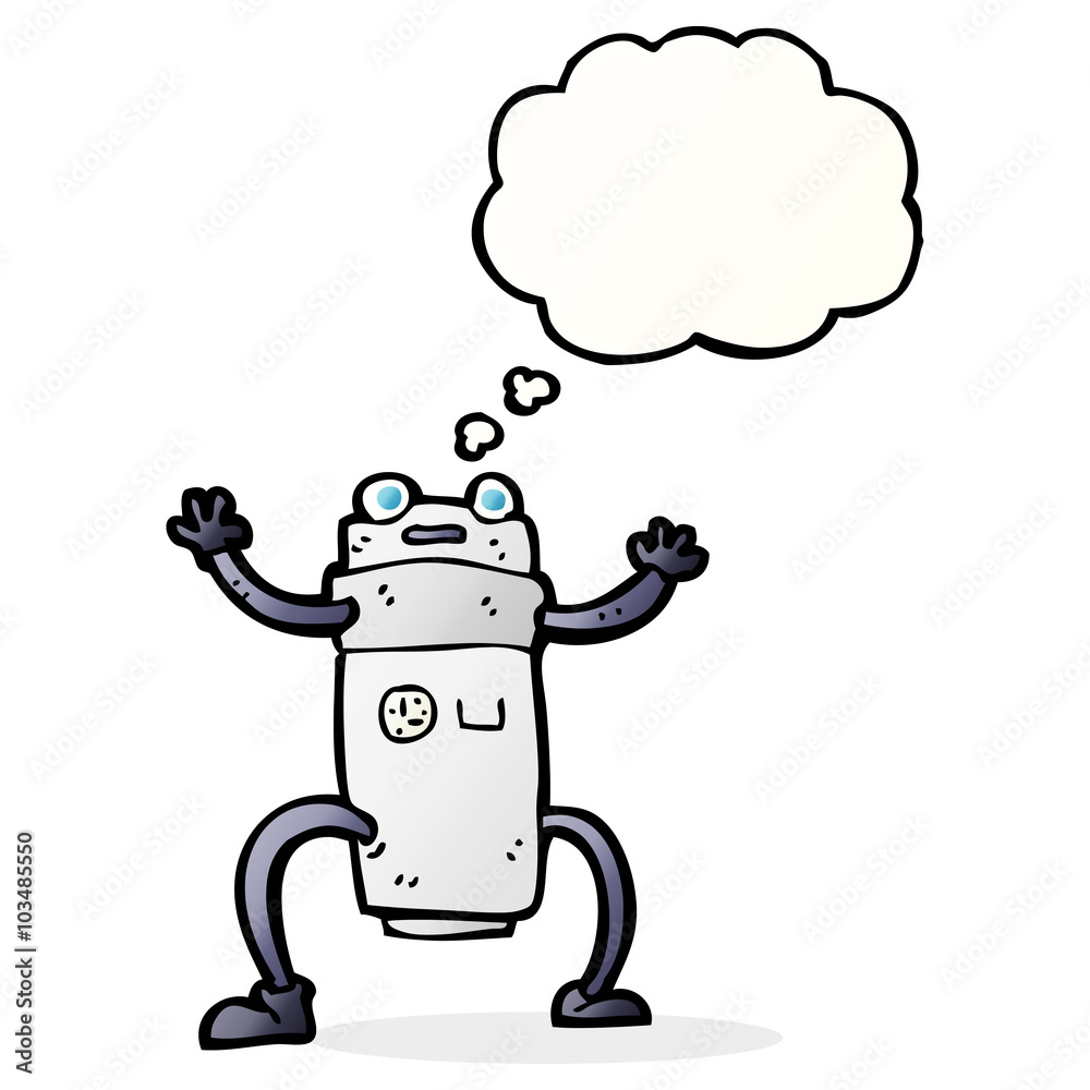 cartoon robot with thought bubble cartoon robot with thought bubble
