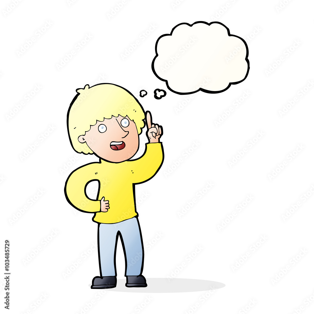 cartoon man with idea with thought bubble cartoon man with idea with thought bubble