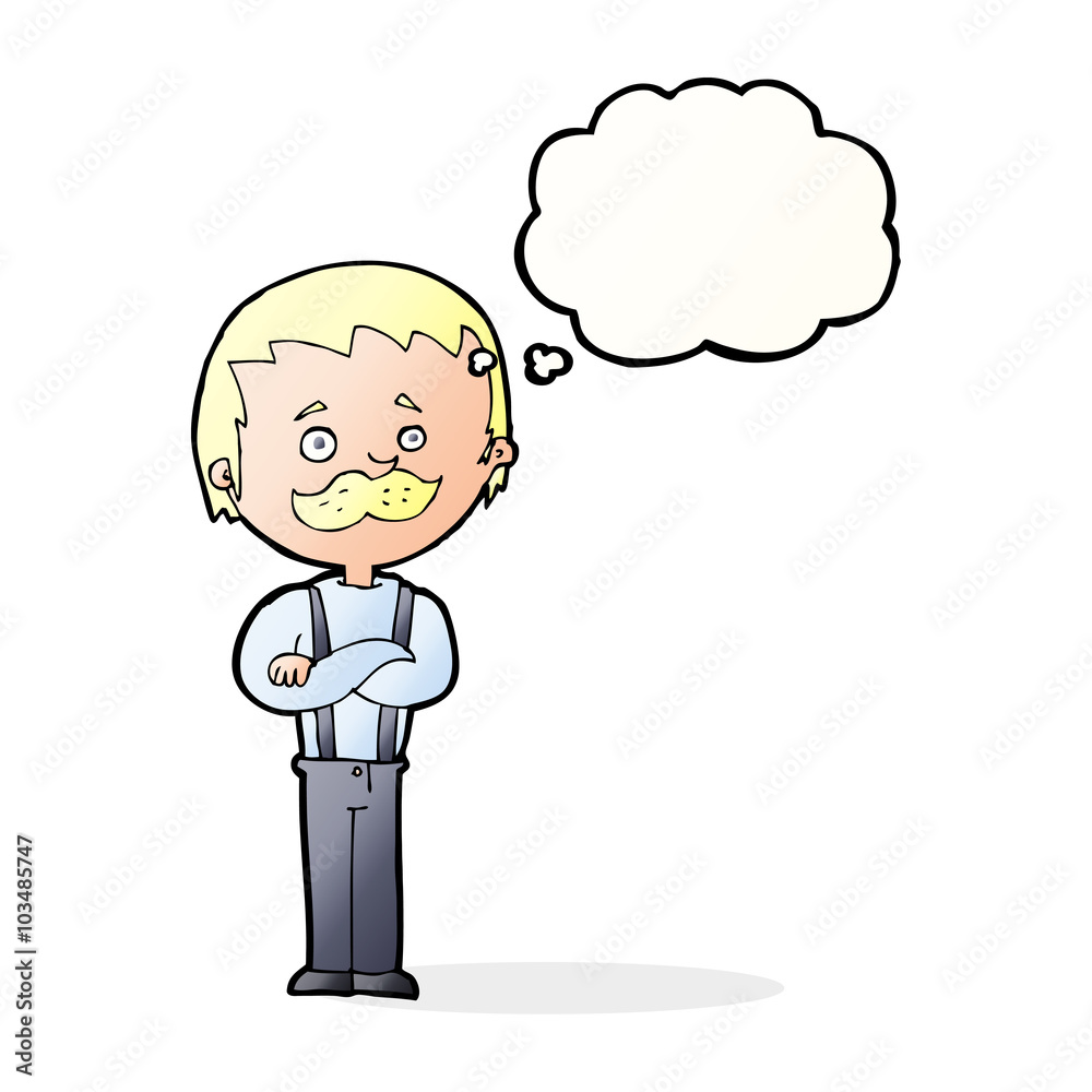 cartoon man with mustache with thought bubble cartoon man with mustache with thought bubble