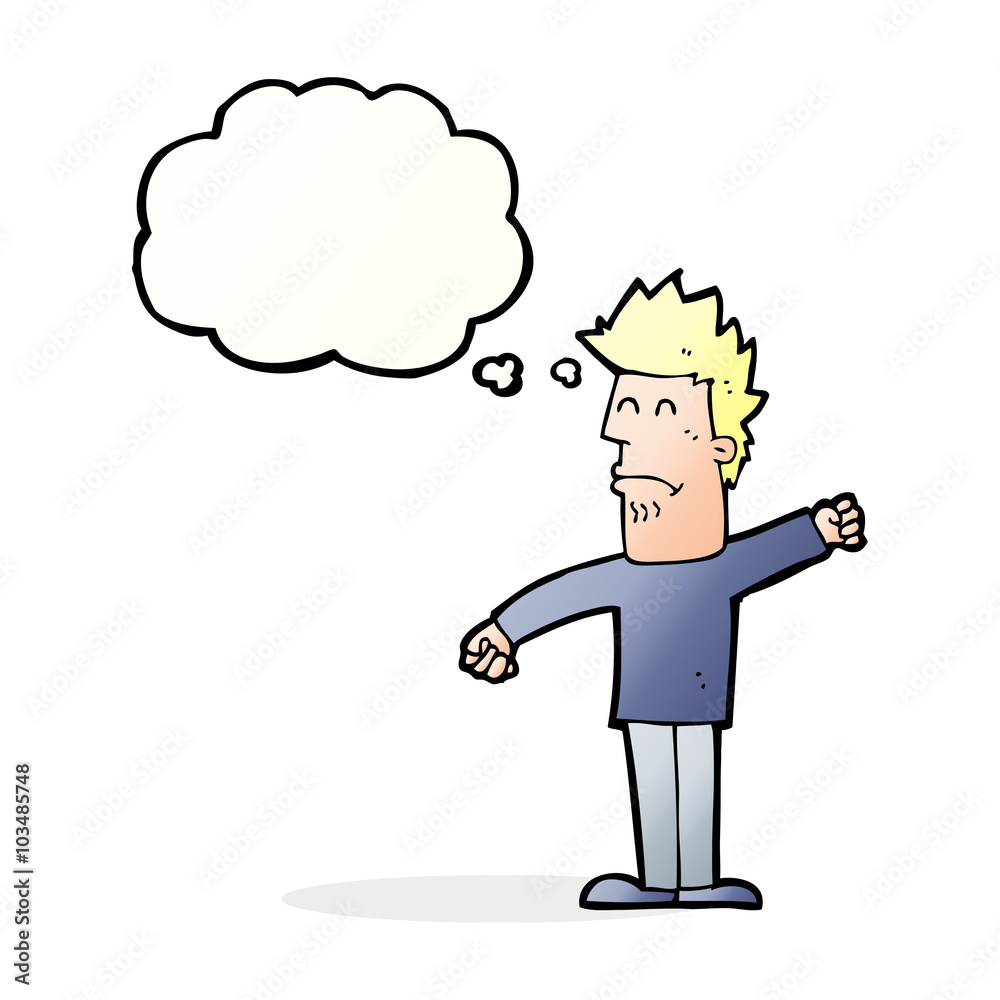 cartoon stressed man with thought bubble cartoon stressed man with thought bubble
