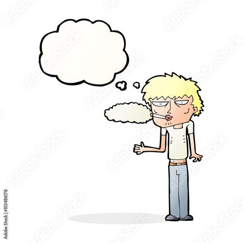 cartoon smoker with thought bubble