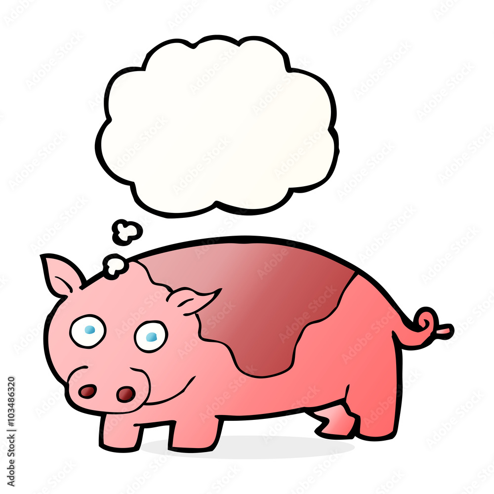 cartoon pig with thought bubble cartoon pig with thought bubble