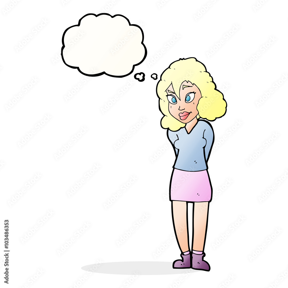 cartoon confused woman with thought bubble cartoon confused woman with thought bubble