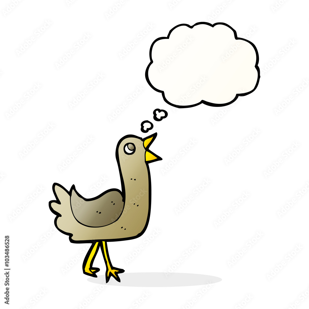 cartoon bird with thought bubble cartoon bird with thought bubble