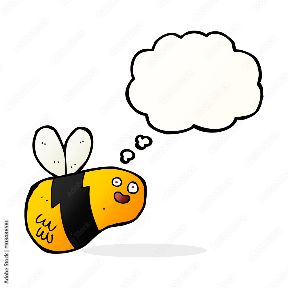 cartoon bee with thought bubble cartoon bee with thought bubble
