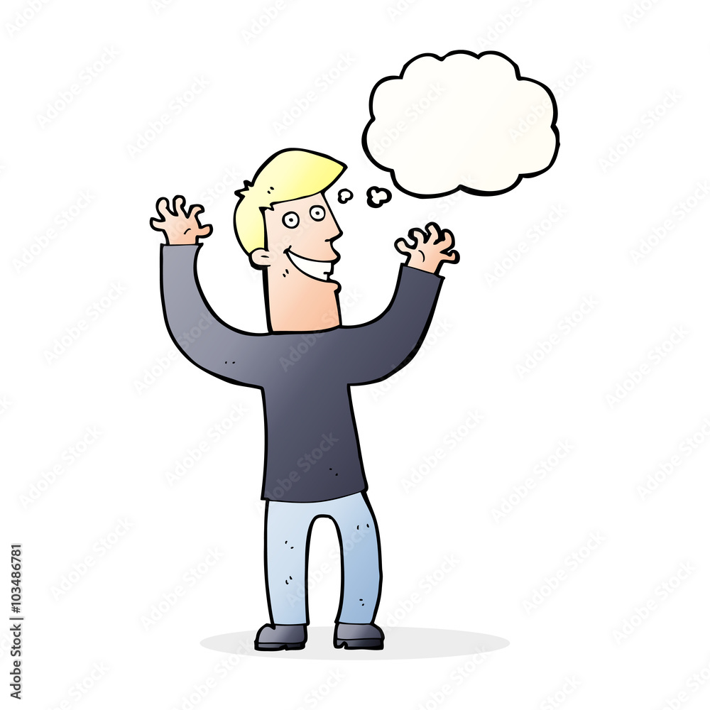 cartoon excited man with thought bubble cartoon excited man with thought bubble