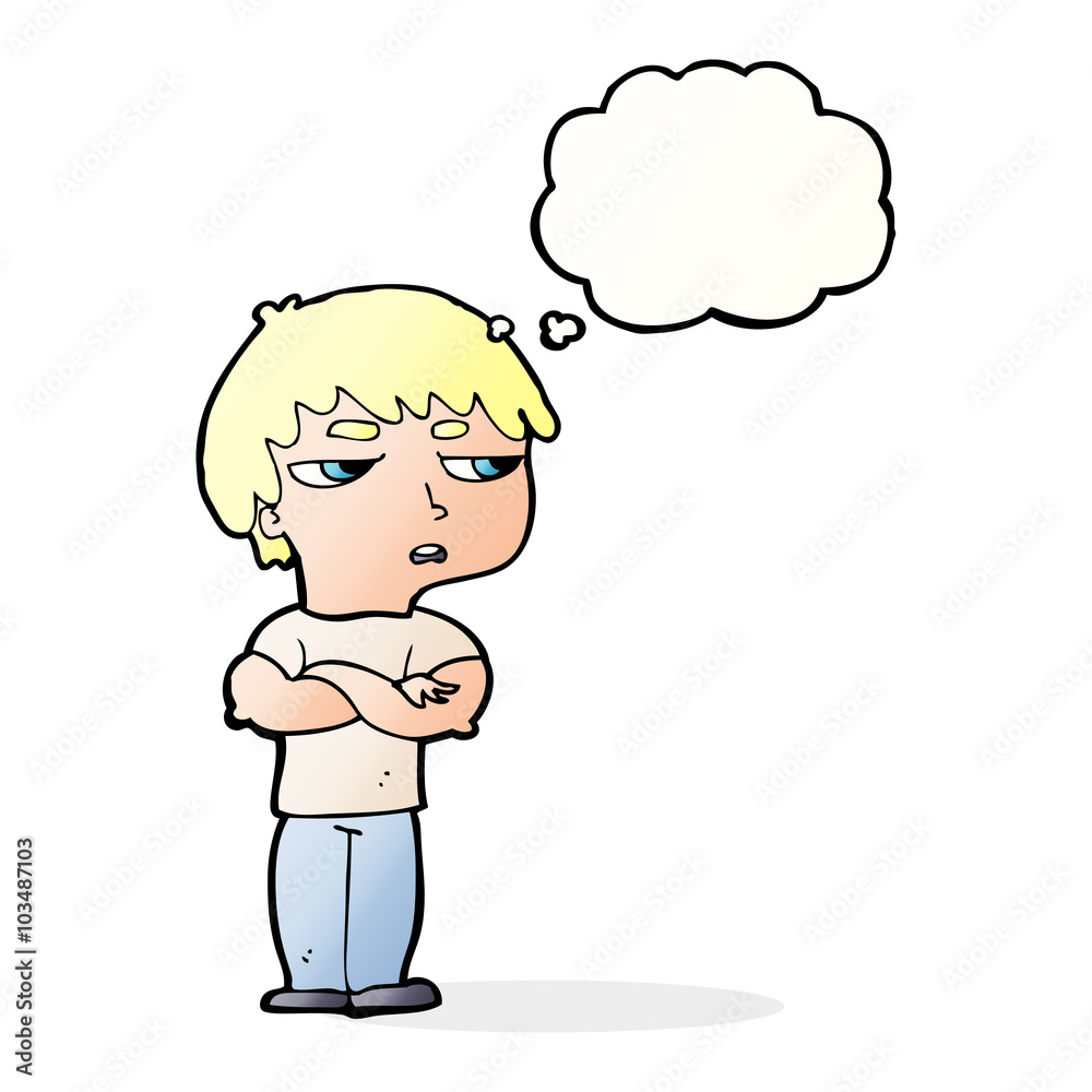 cartoon annoyed boy with thought bubble cartoon annoyed boy with thought bubble