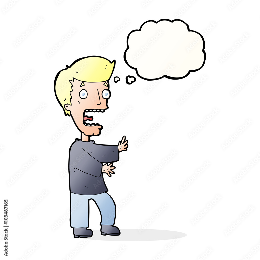 cartoon terrified man with thought bubble cartoon terrified man with thought bubble