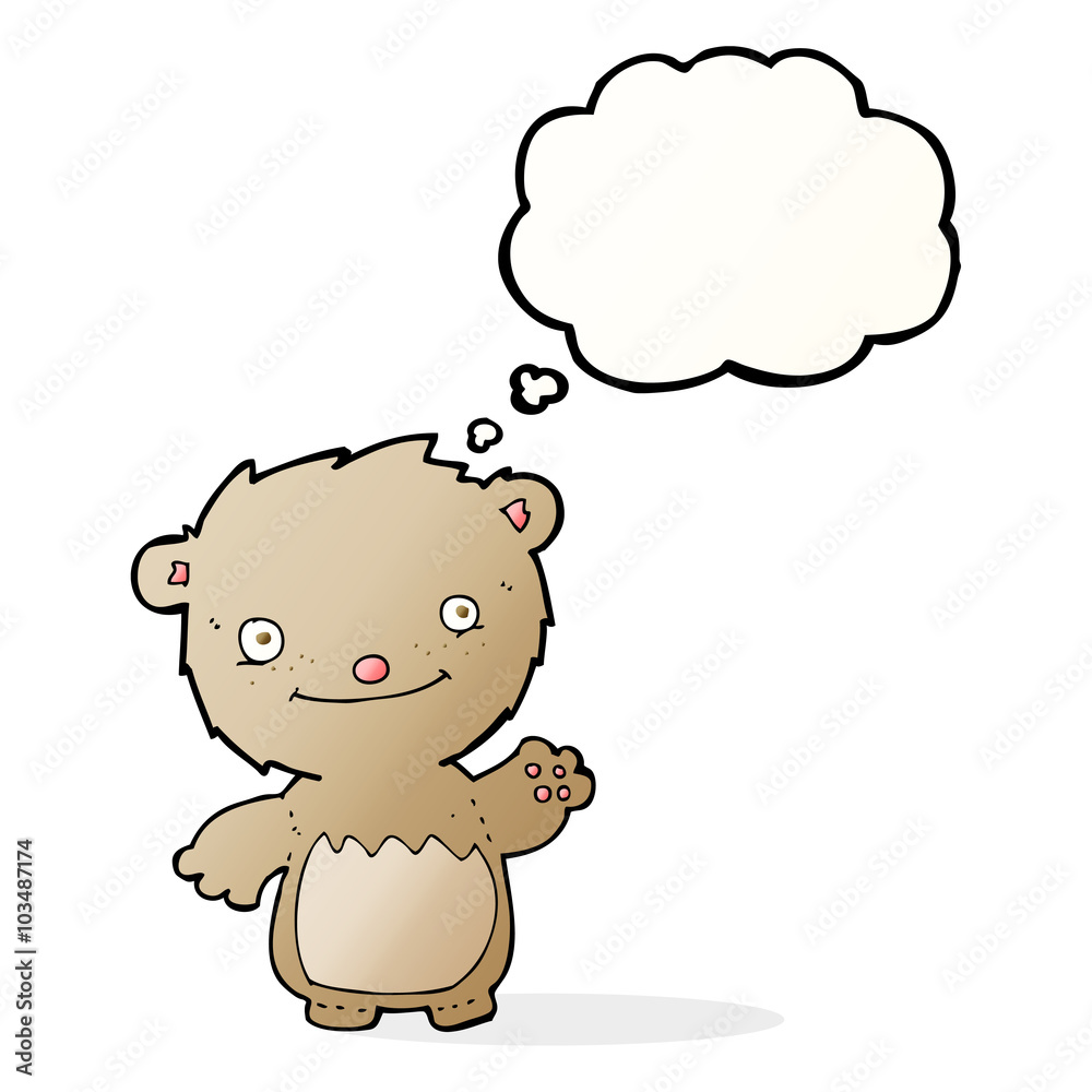 cartoon waving teddy bear with thought bubble cartoon waving teddy bear with thought bubble