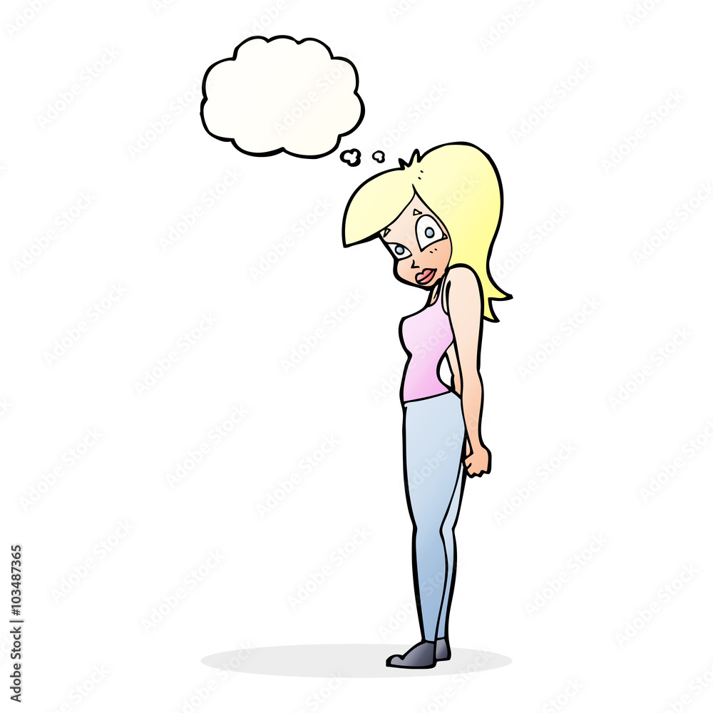 cartoon pretty woman with thought bubble cartoon pretty woman with thought bubble