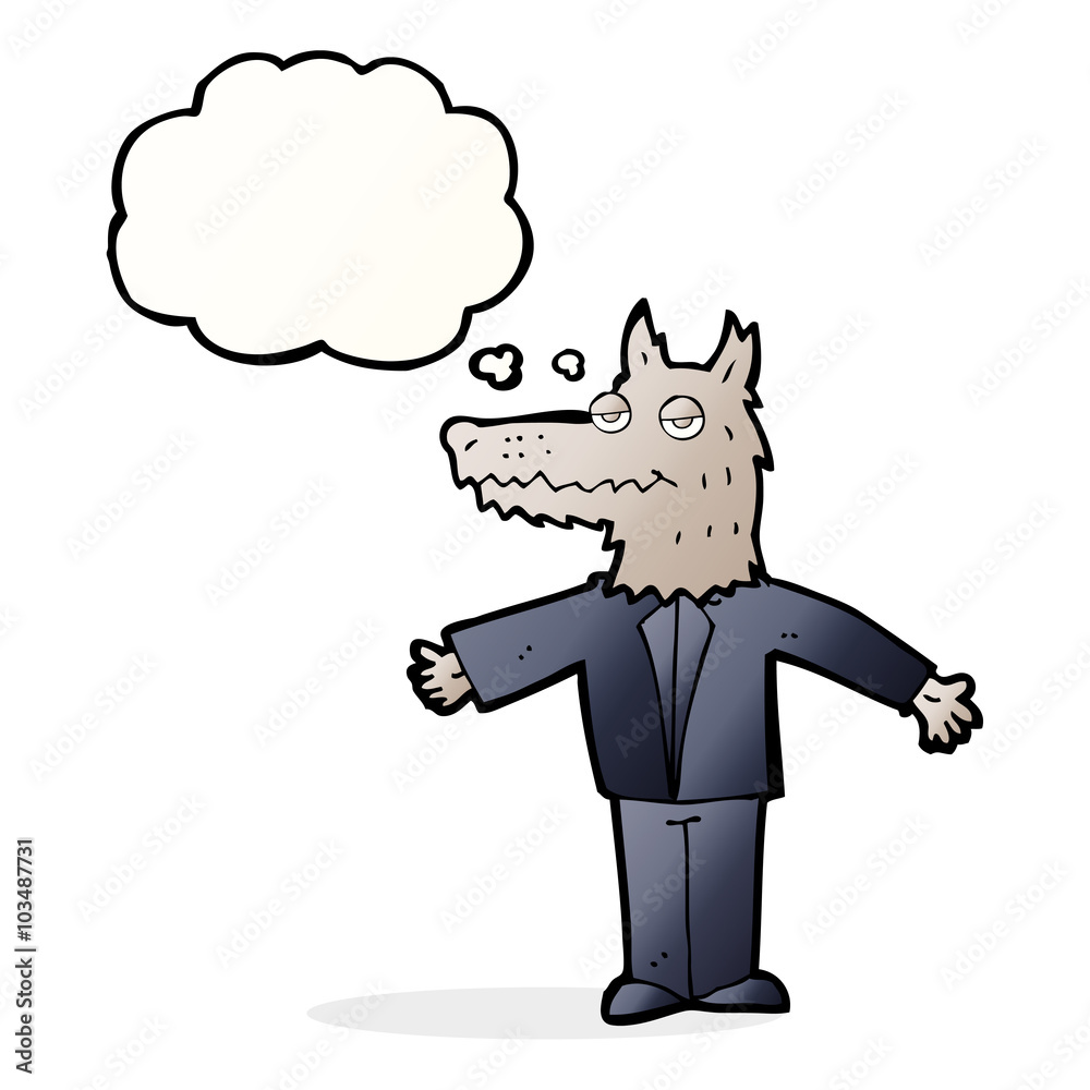 cartoon wolf with thought bubble cartoon wolf with thought bubble