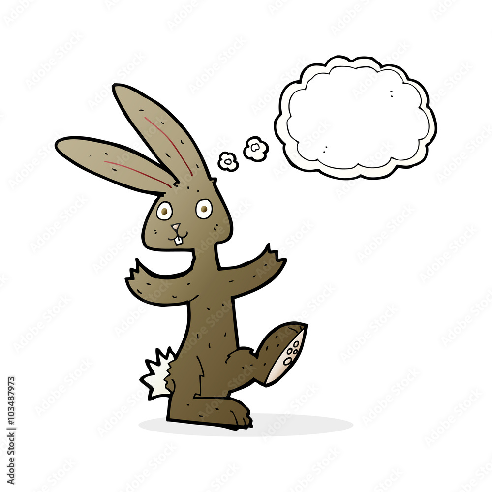Obraz premium cartoon rabbit with thought bubble
