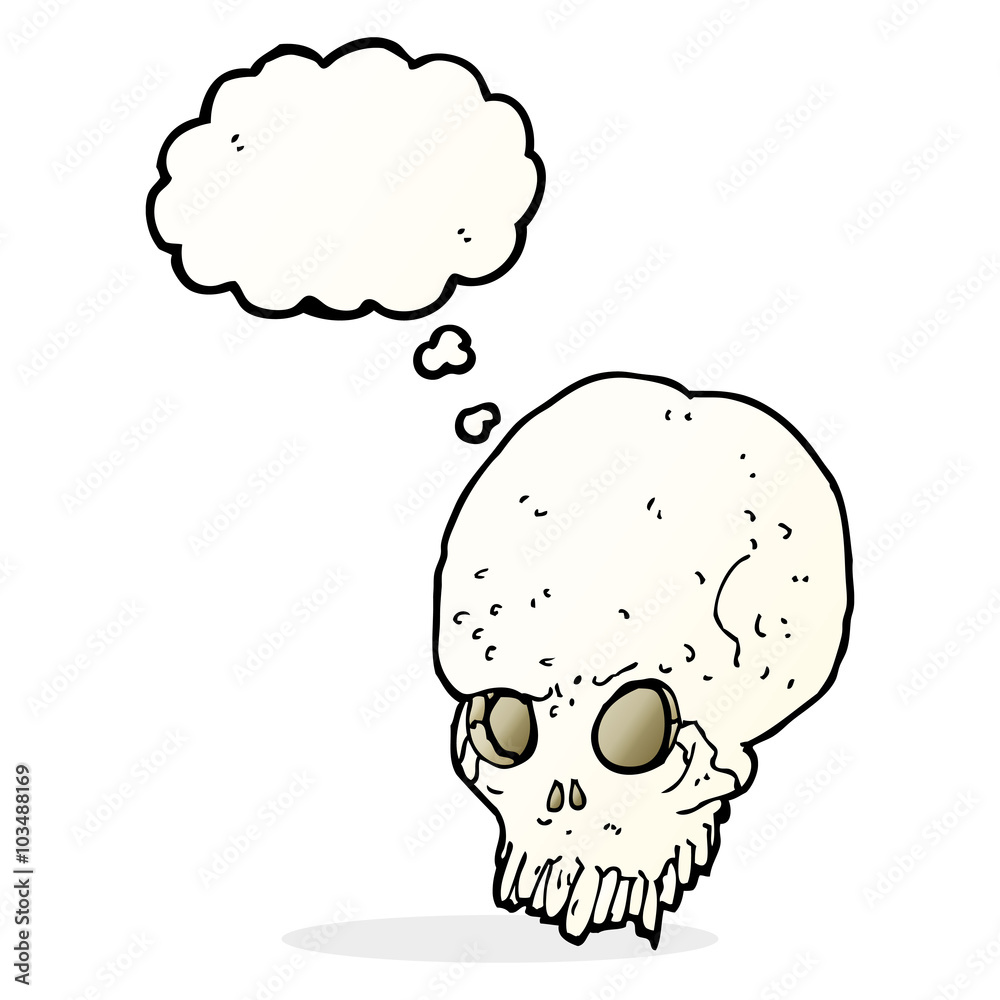 cartoon spooky skull with thought bubble cartoon spooky skull with thought bubble