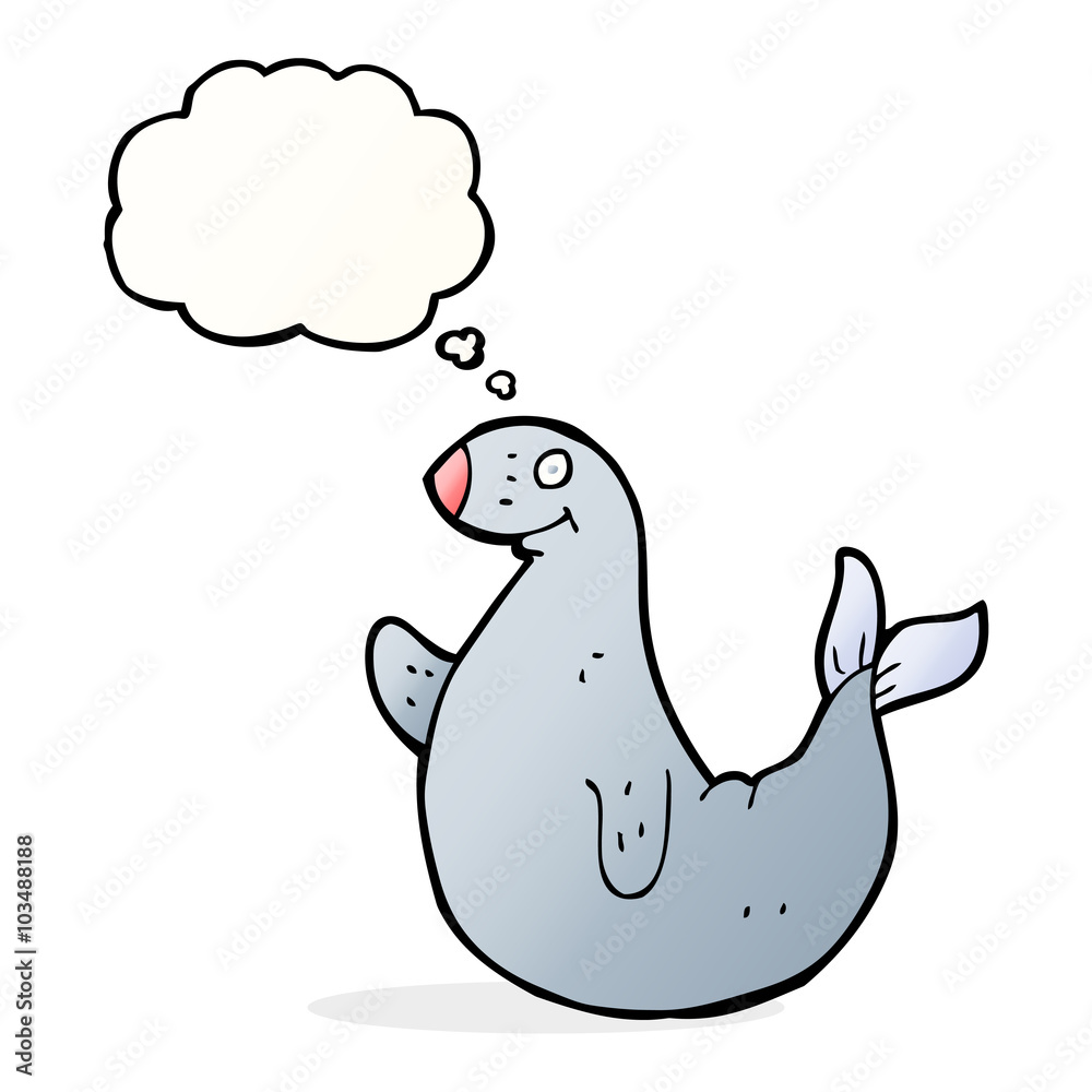 cartoon seal with thought bubble cartoon seal with thought bubble