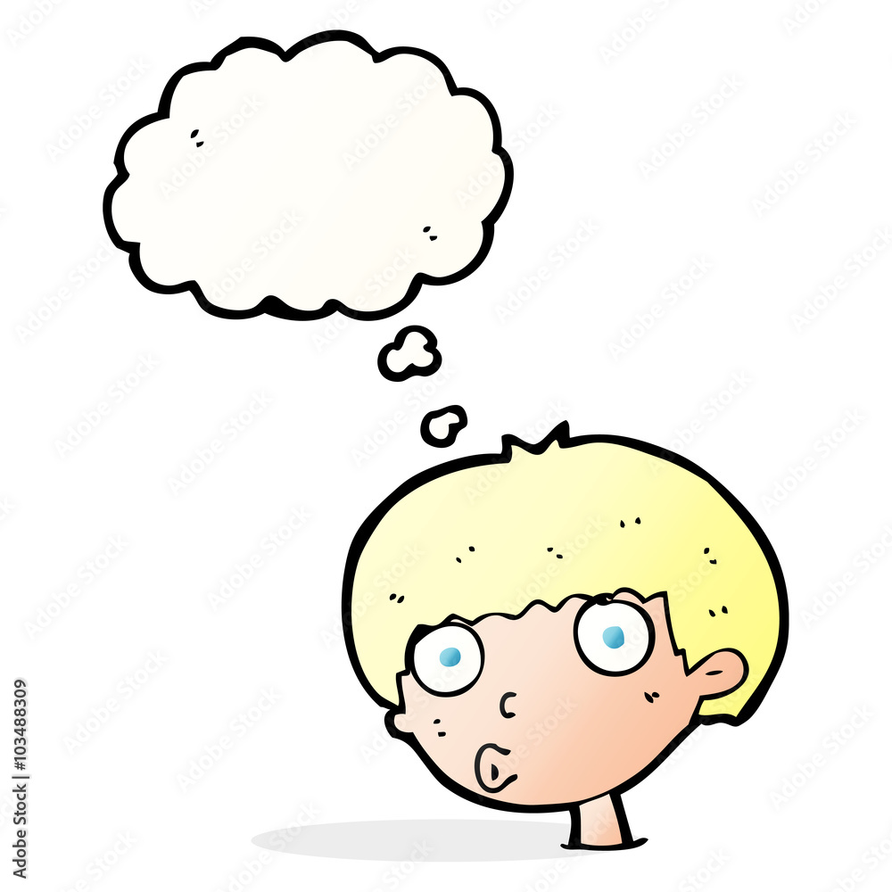 cartoon surprised boy with thought bubble cartoon surprised boy with thought bubble