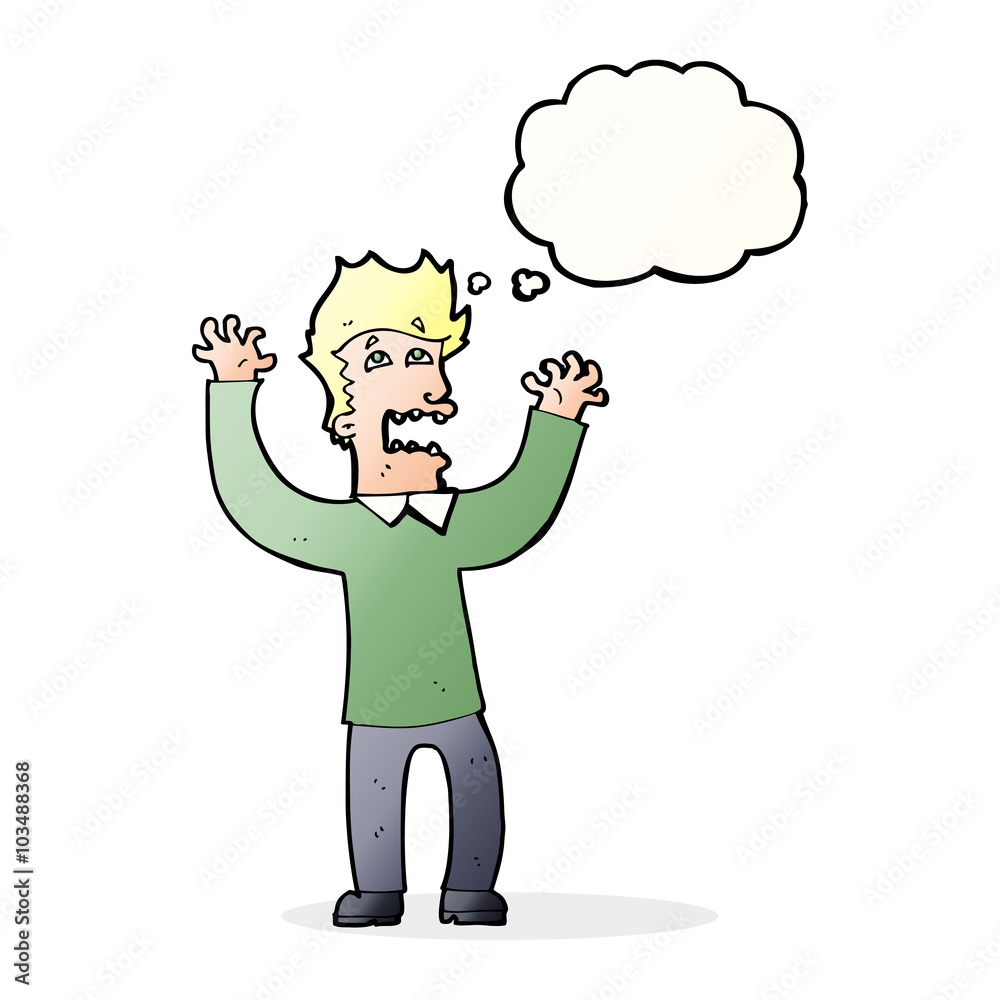 cartoon terrified man with thought bubble cartoon terrified man with thought bubble