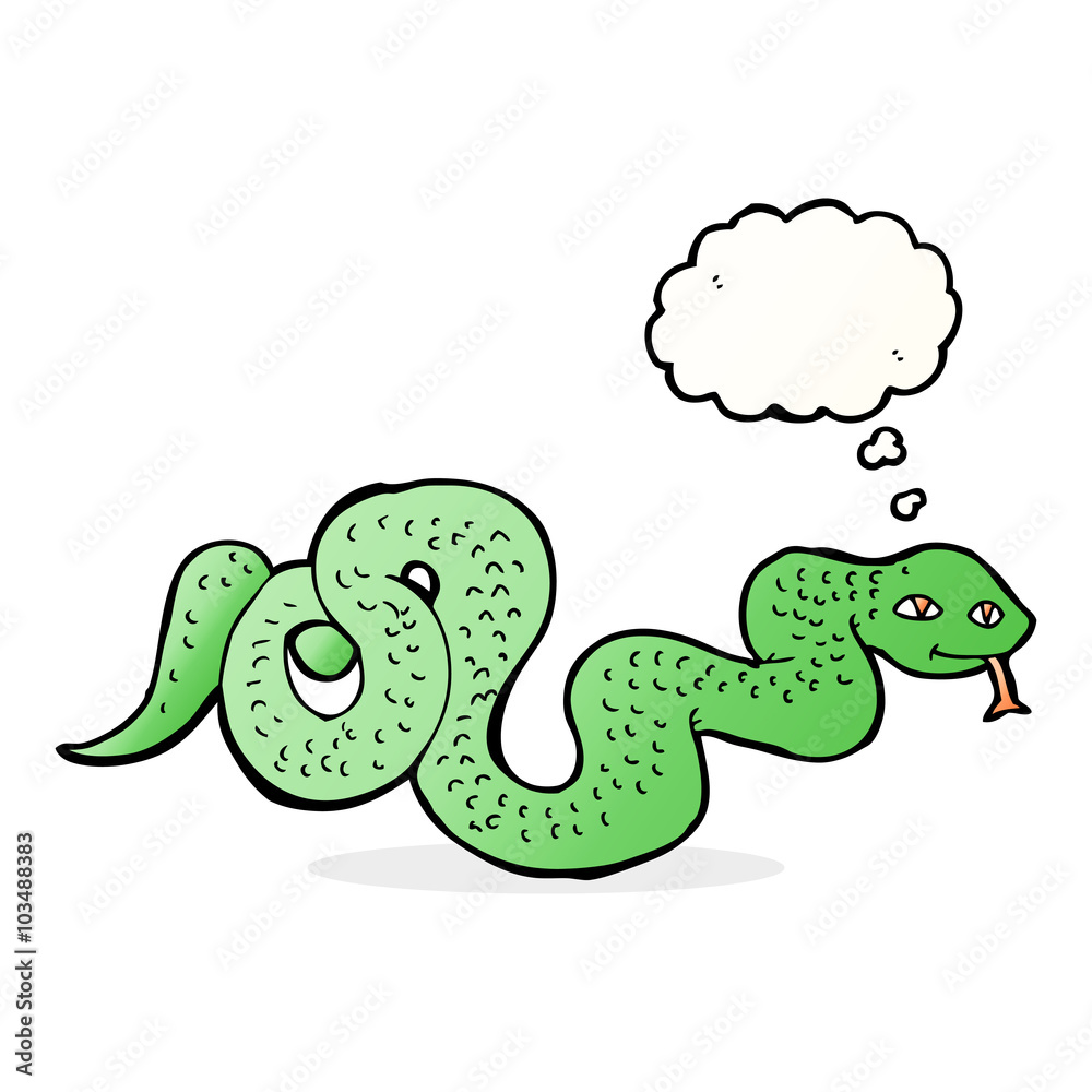 Fototapeta premium cartoon snake with thought bubble