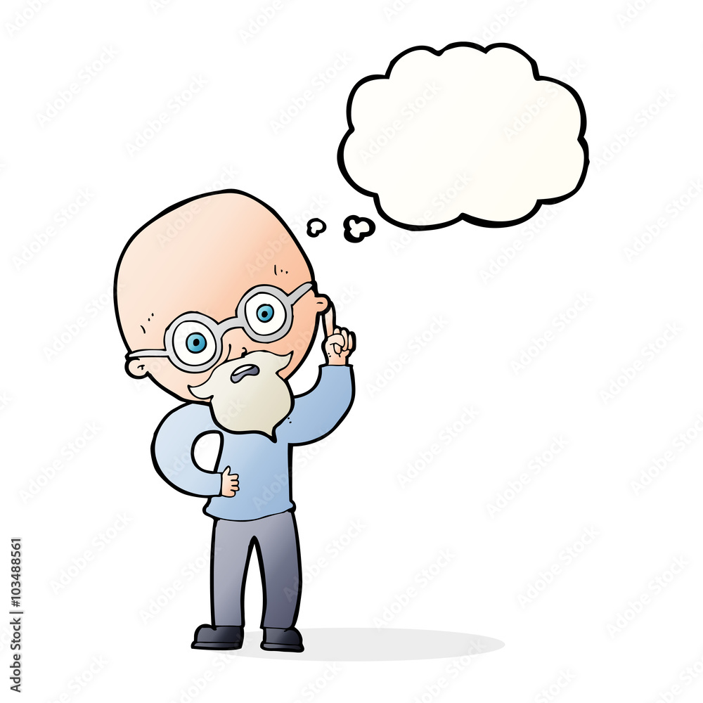 cartoon old man with thought bubble cartoon old man with thought bubble