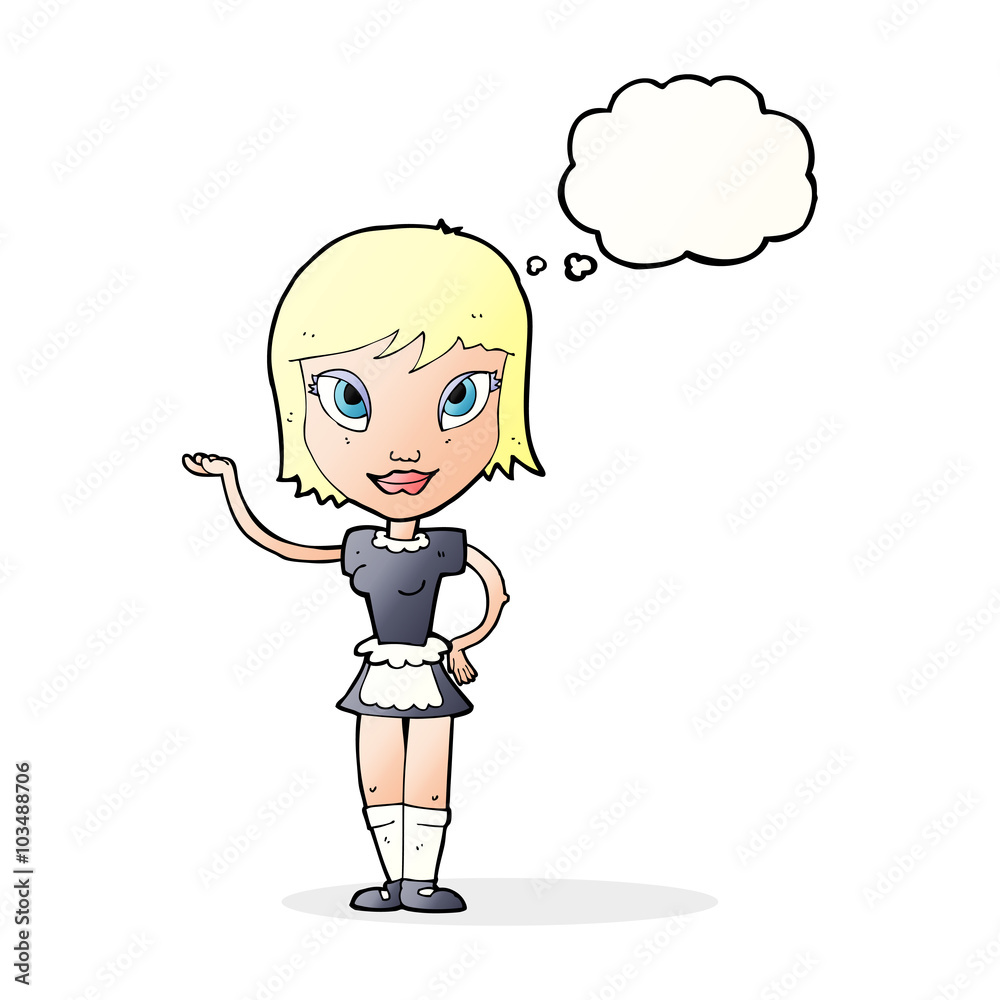 cartoon maid with thought bubble cartoon maid with thought bubble