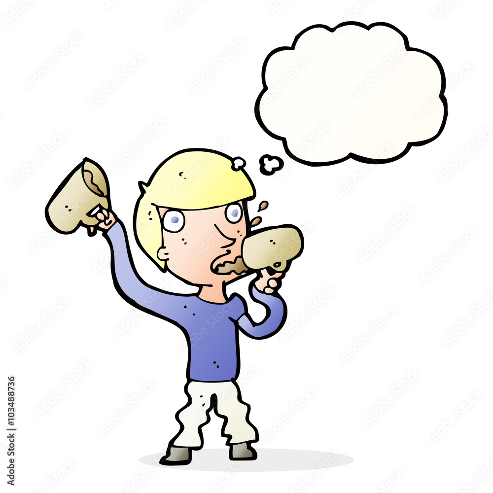 cartoon man drinking beer with thought bubble cartoon man drinking beer with thought bubble