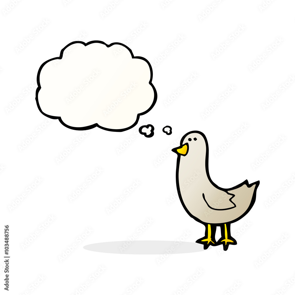 cartoon bird with thought bubble cartoon bird with thought bubble