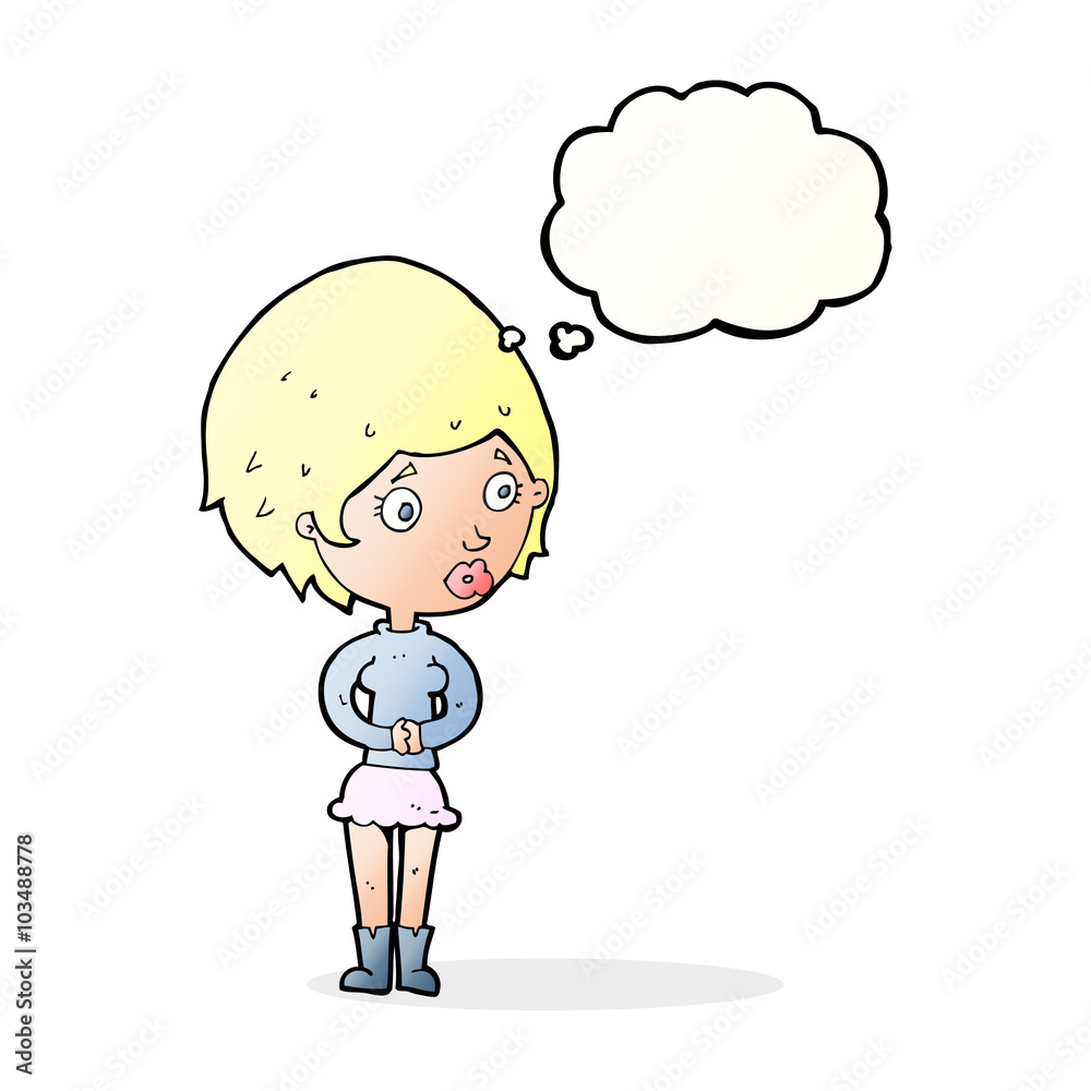 cartoon concerned woman with thought bubble cartoon concerned woman with thought bubble
