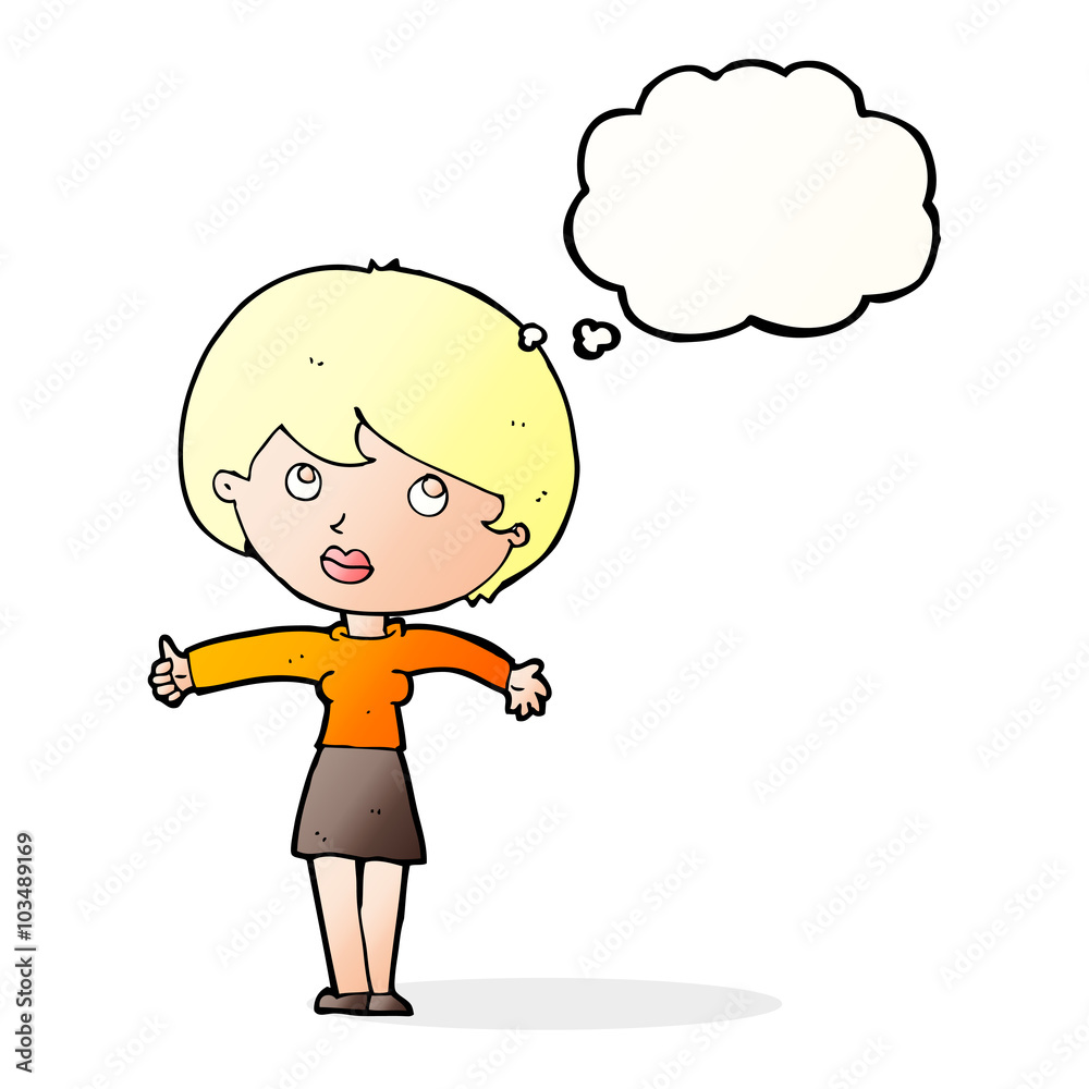 cartoon woman giving thumbs up with thought bubble cartoon woman giving thumbs up with thought bubble