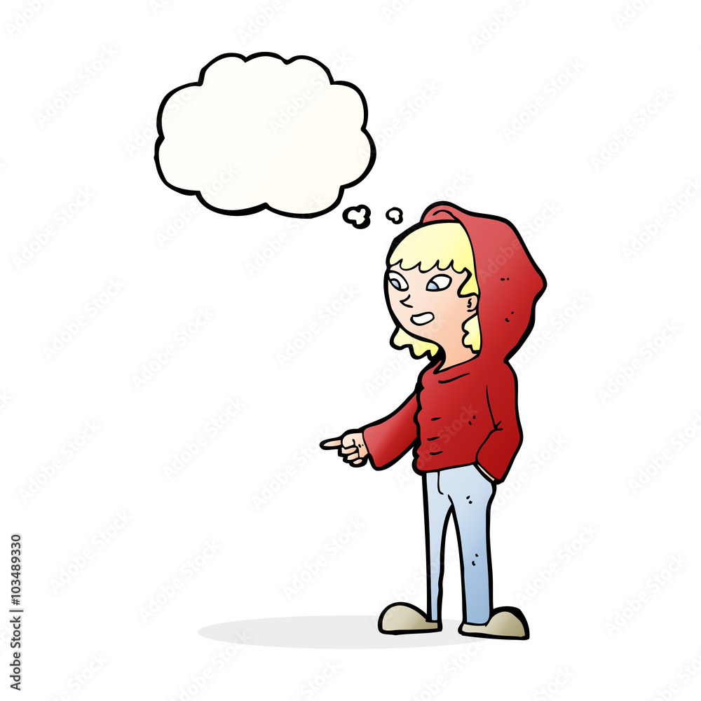 cartoon pointing teenager with thought bubble cartoon pointing teenager with thought bubble