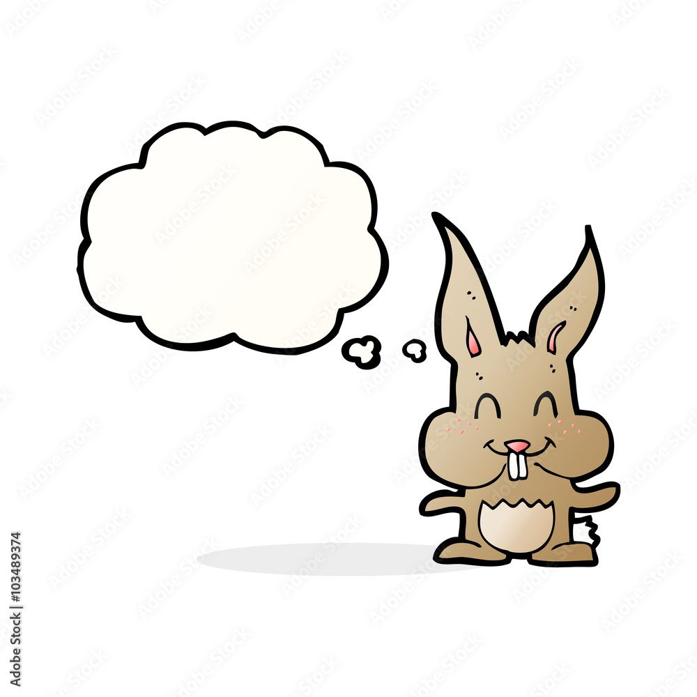 cartoon rabbit with thought bubble cartoon rabbit with thought bubble