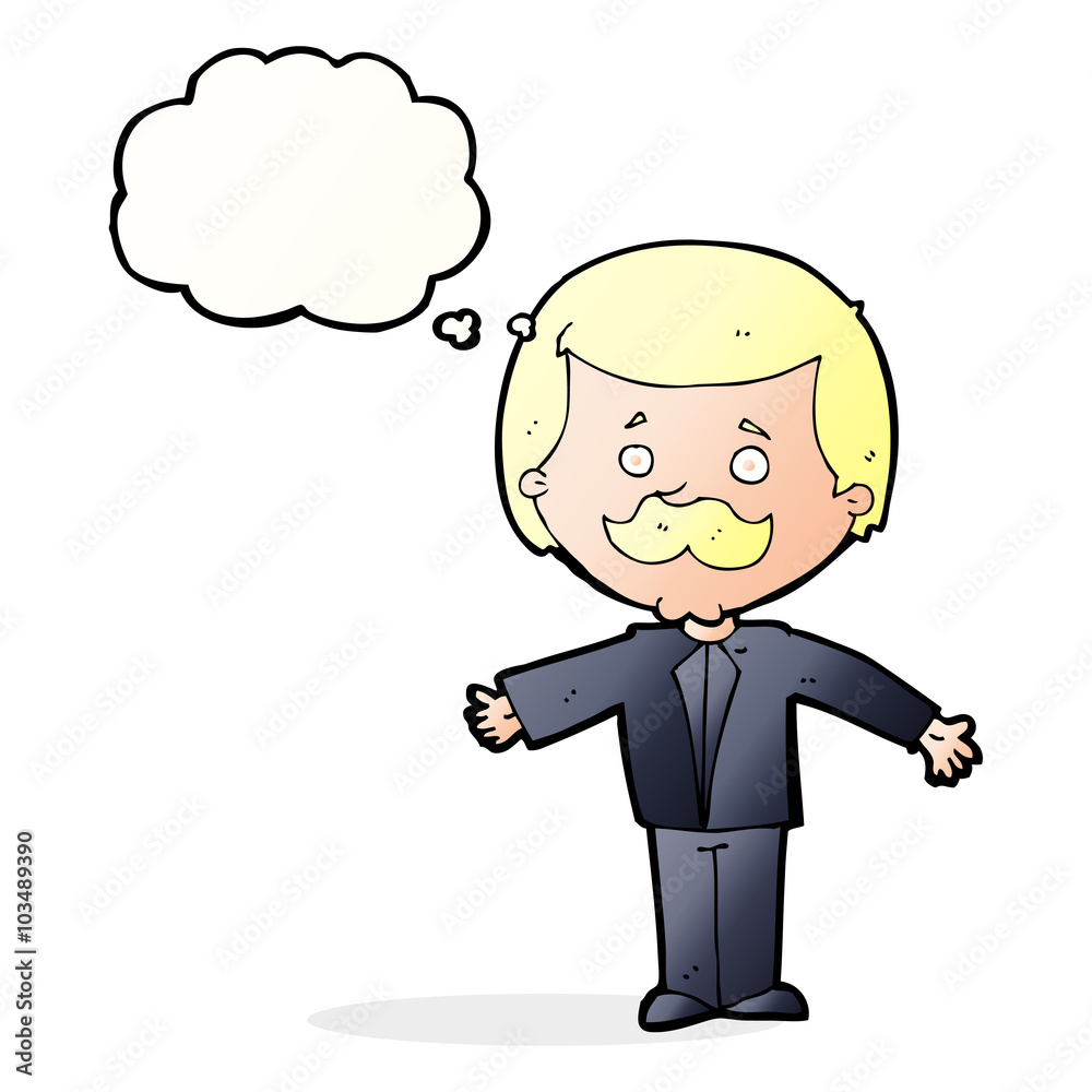 cartoon mustache man with open arms with thought bubble cartoon mustache man with open arms with thought bubble