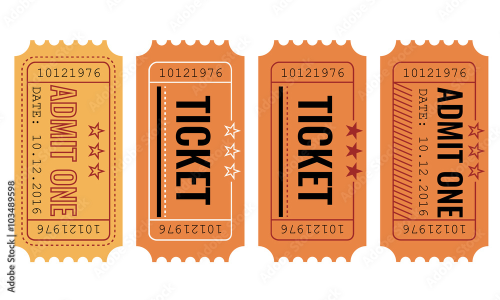 Vector set. Vintage paper admit one and ticket samples icon.  - obrazy, fototapety, plakaty 