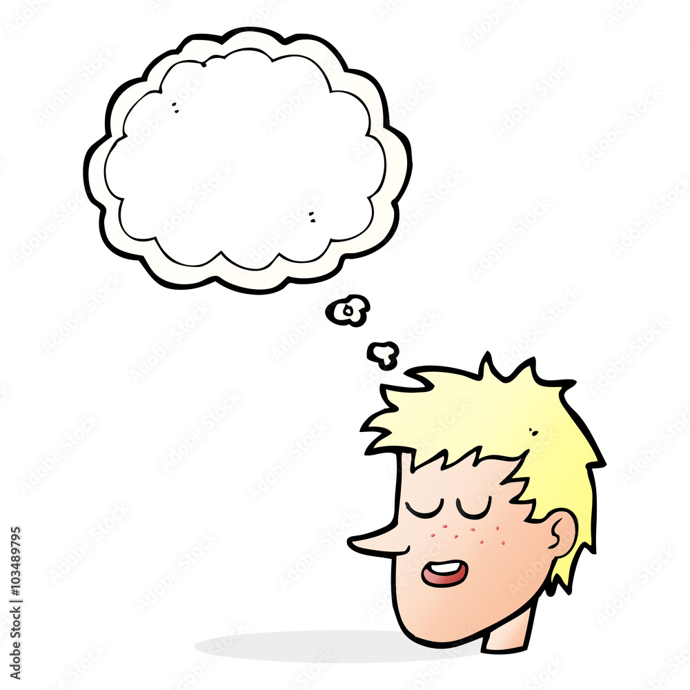 cartoon happy boy face with thought bubble cartoon happy boy face with thought bubble