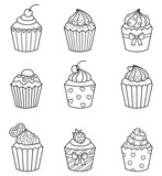 cupcake set vector