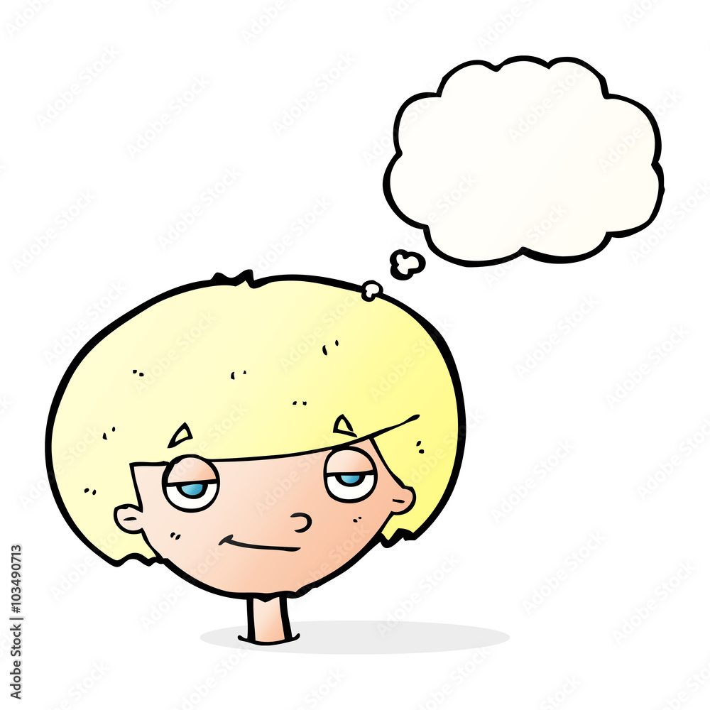 cartoon smug looking boy with thought bubble cartoon smug looking boy with thought bubble