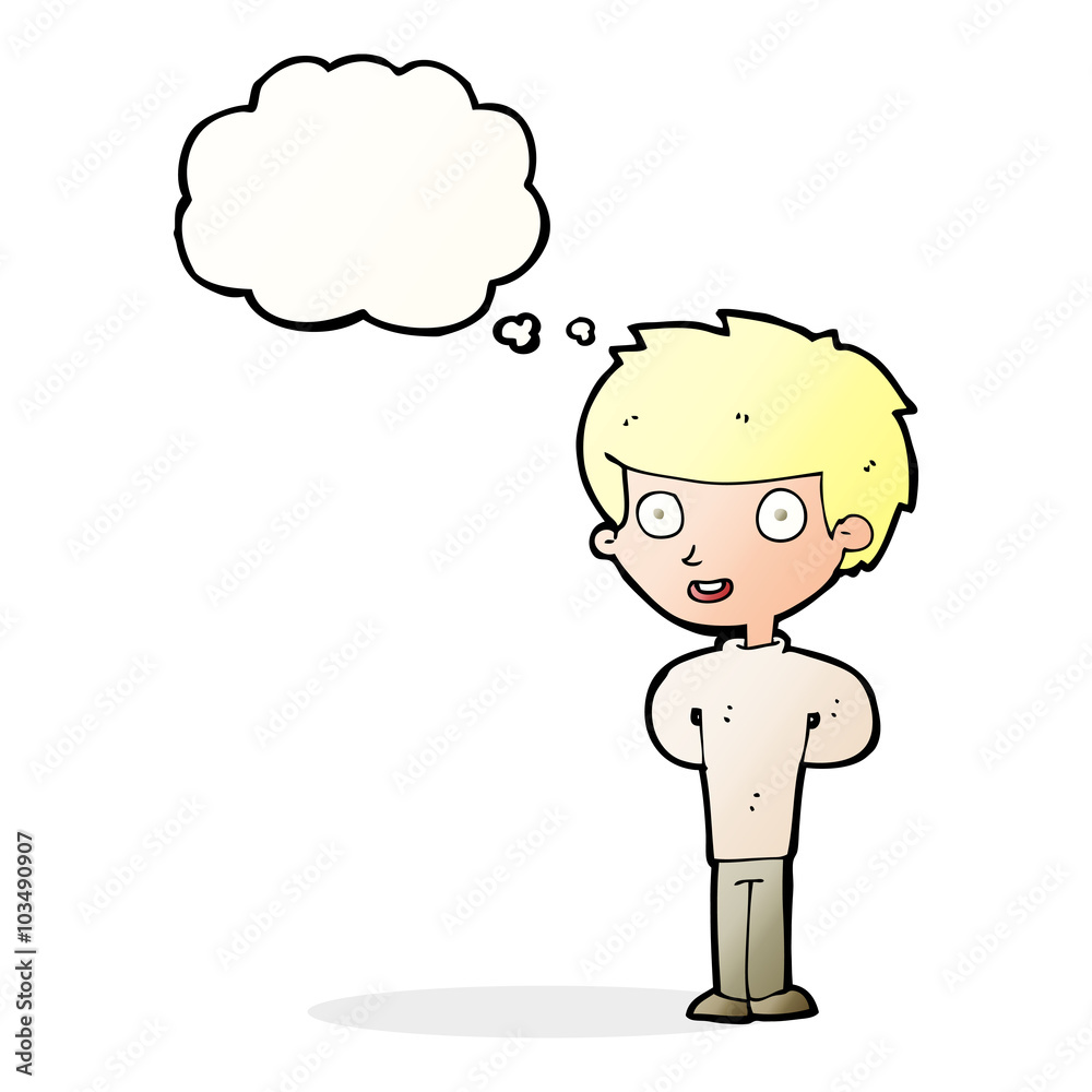 cartoon happy boy with thought bubble cartoon happy boy with thought bubble