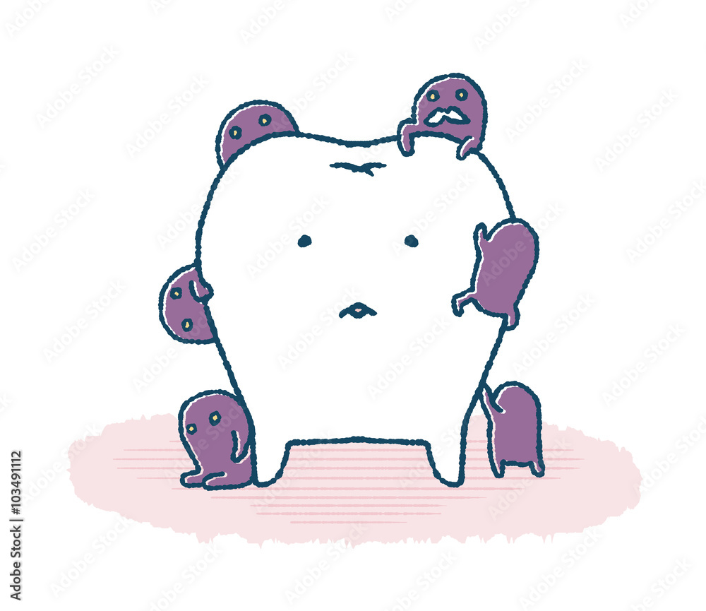 虫歯菌にまとわりつかれる歯 Stock イラスト Adobe Stock