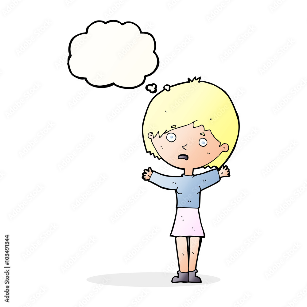 cartoon worried woman with thought bubble cartoon worried woman with thought bubble
