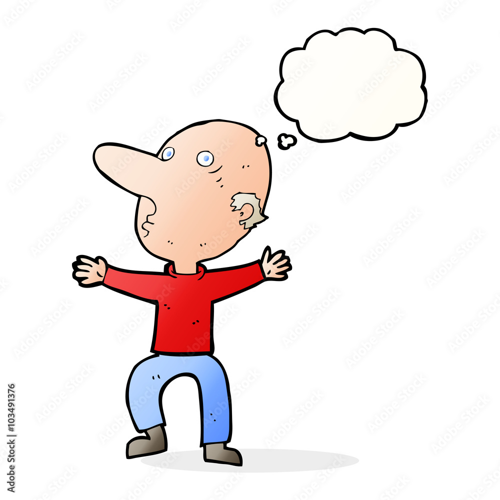 cartoon worried middle aged man with thought bubble cartoon worried middle aged man with thought bubble