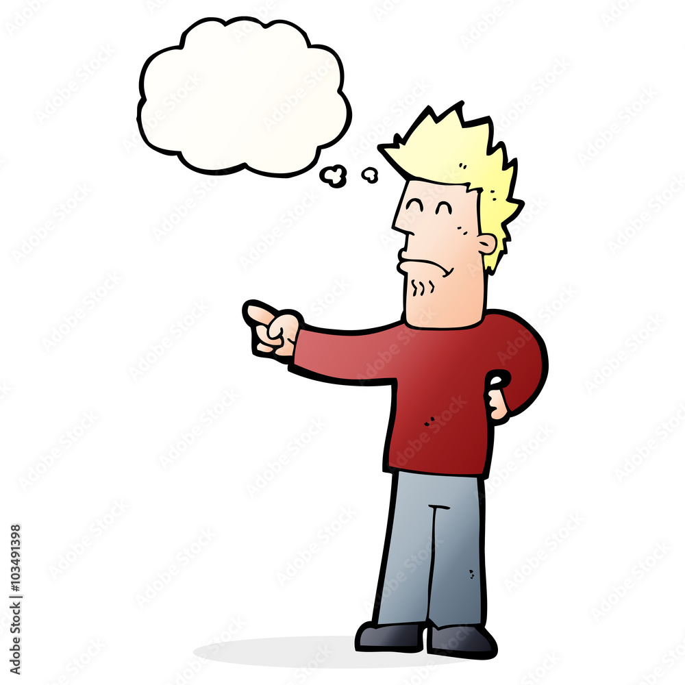 cartoon man pointing with thought bubble cartoon man pointing with thought bubble
