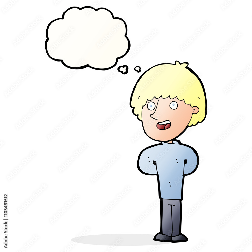 cartoon happy man with thought bubble cartoon happy man with thought bubble