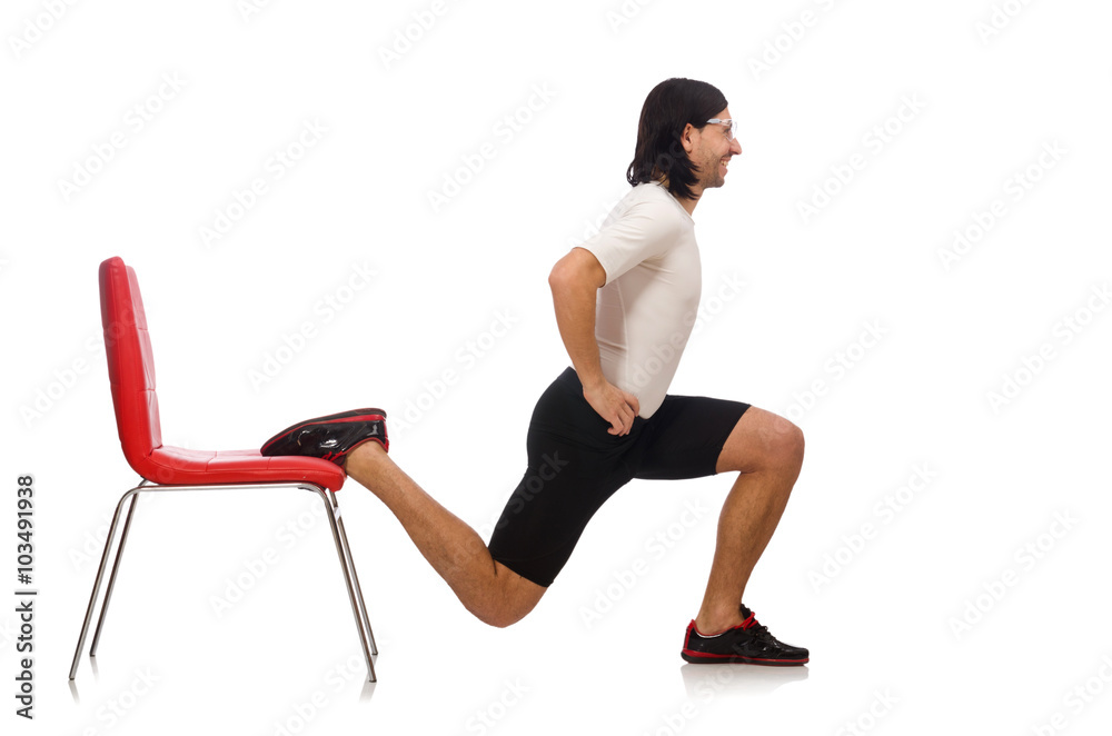 Young man doing sports isolated on the white Young man doing sports isolated on the white
