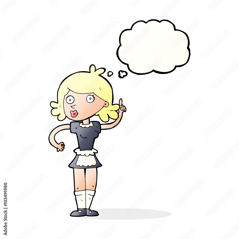 cartoon surprised maid with thought bubble cartoon surprised maid with thought bubble