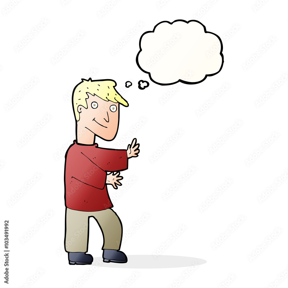 cartoon happy man with thought bubble cartoon happy man with thought bubble
