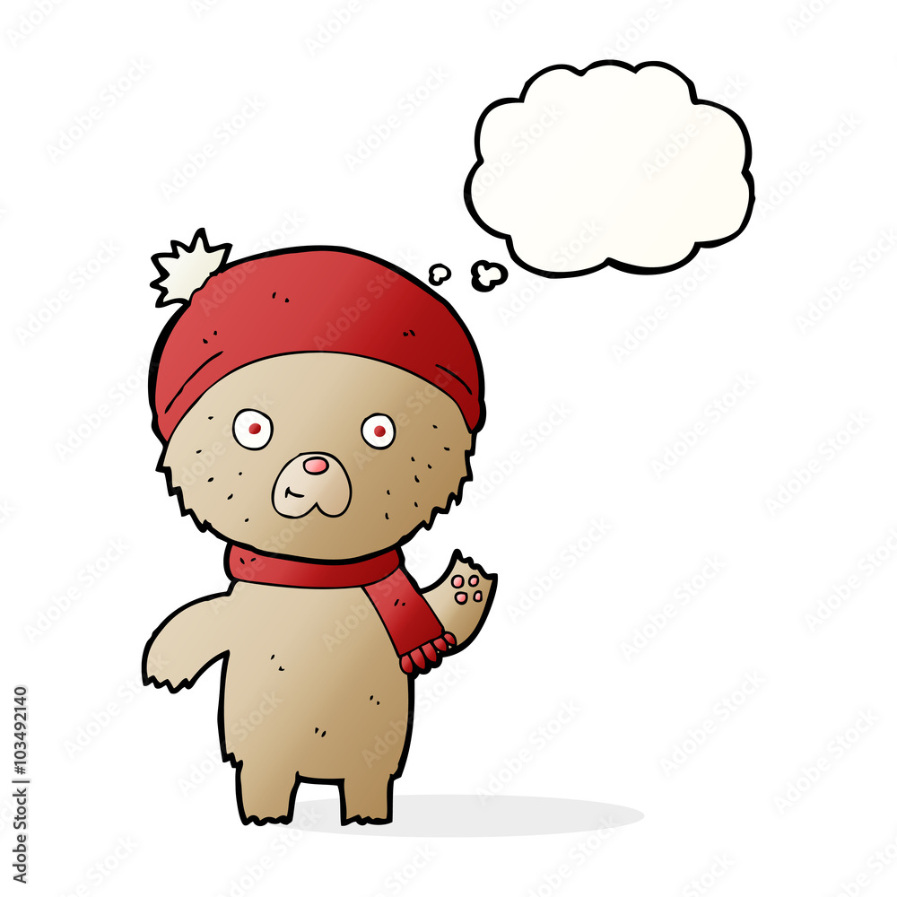cartoon waving teddy bear with thought bubble cartoon waving teddy bear with thought bubble