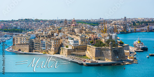 postcard with Valletta from sea